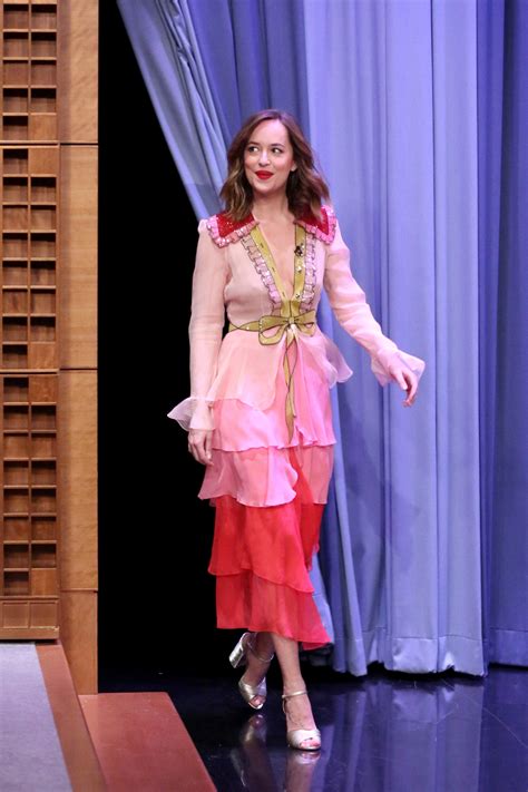 dakota johnson jimmy fallon gucci dress|Dakota Johnson Wearing a Gucci Dress on Jimmy Fallon.